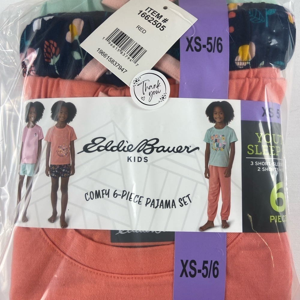 Eddie Bauer Kids 6-Piece Pajama Set - Red and Black